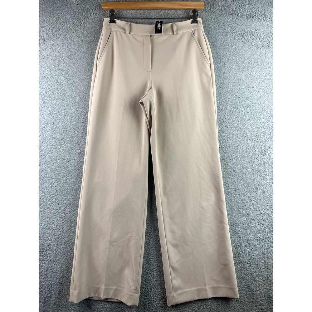 New White House Black Market WHBM Wide Leg Trousers Beige Size 8R